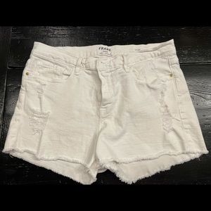 FRAME denim white distressed jean shorts 30